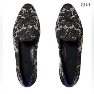 Rothy's Almond Loafer in Black Chantilly